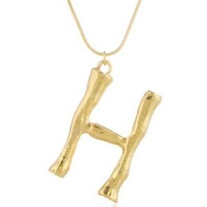 Boho-Chic Initial “H” Necklace 20 Inch, Gold Tone